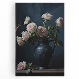 Vintage Botanical Art Print - Roses in Black Vase – Framed