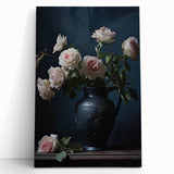 Vintage Botanical Art Print - Roses in Black Vase – Framed