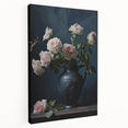 Vintage Botanical Art Print - Roses in Black Vase – Framed