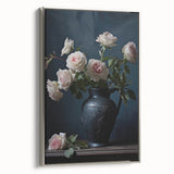 Vintage Botanical Art Print - Roses in Black Vase – Framed