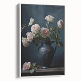 Vintage Botanical Art Print - Roses in Black Vase – Framed