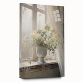 Vintage Botanical Art Print - White Flowers by Window – Framed