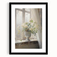 Vintage Botanical Art Print - White Flowers by Window – Framed