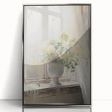 Vintage Botanical Art Print - White Flowers by Window – Framed