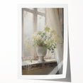 Vintage Botanical Art Print - White Flowers by Window – Framed
