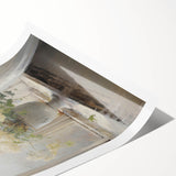 Vintage Botanical Art Print - White Flowers by Window – Framed