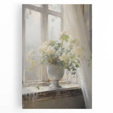 Vintage Botanical Art Print - White Flowers by Window – Framed