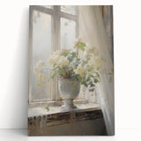 Vintage Botanical Art Print - White Flowers by Window – Framed