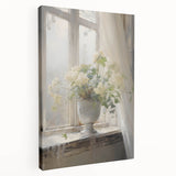 Vintage Botanical Art Print - White Flowers by Window – Framed