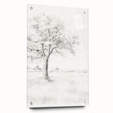 Vintage Botanical Art Print - Tree Sketch in Field – Framed