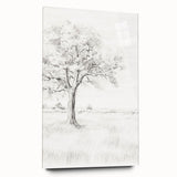 Vintage Botanical Art Print - Tree Sketch in Field – Framed