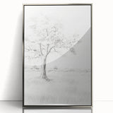 Vintage Botanical Art Print - Tree Sketch in Field – Framed