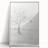 Vintage Botanical Art Print - Tree Sketch in Field – Framed