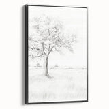 Vintage Botanical Art Print - Tree Sketch in Field – Framed