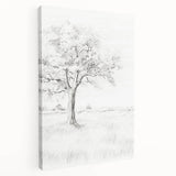 Vintage Botanical Art Print - Tree Sketch in Field – Framed