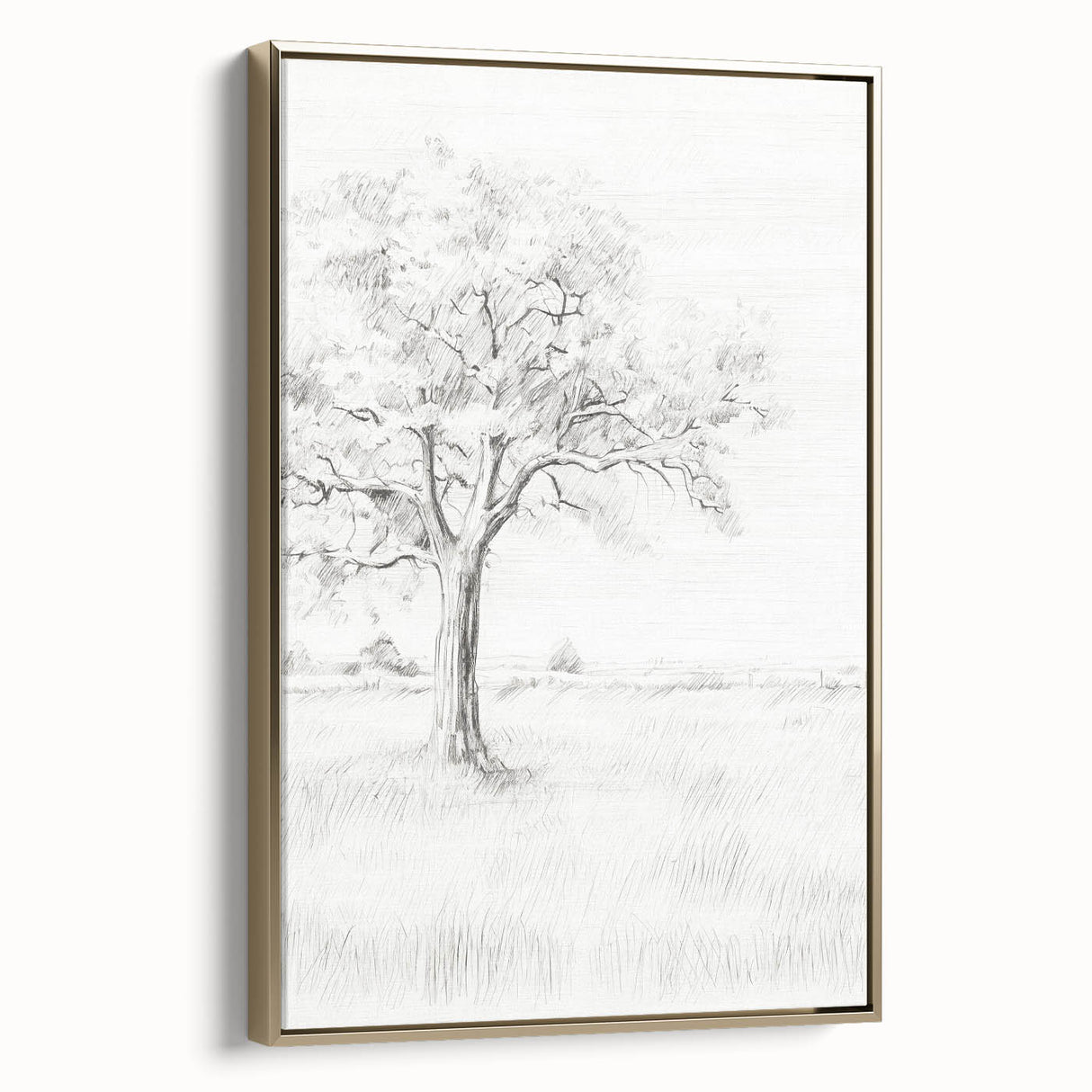 Vintage Botanical Art Print - Tree Sketch in Field – Framed