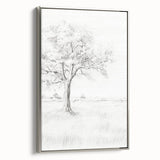 Vintage Botanical Art Print - Tree Sketch in Field – Framed
