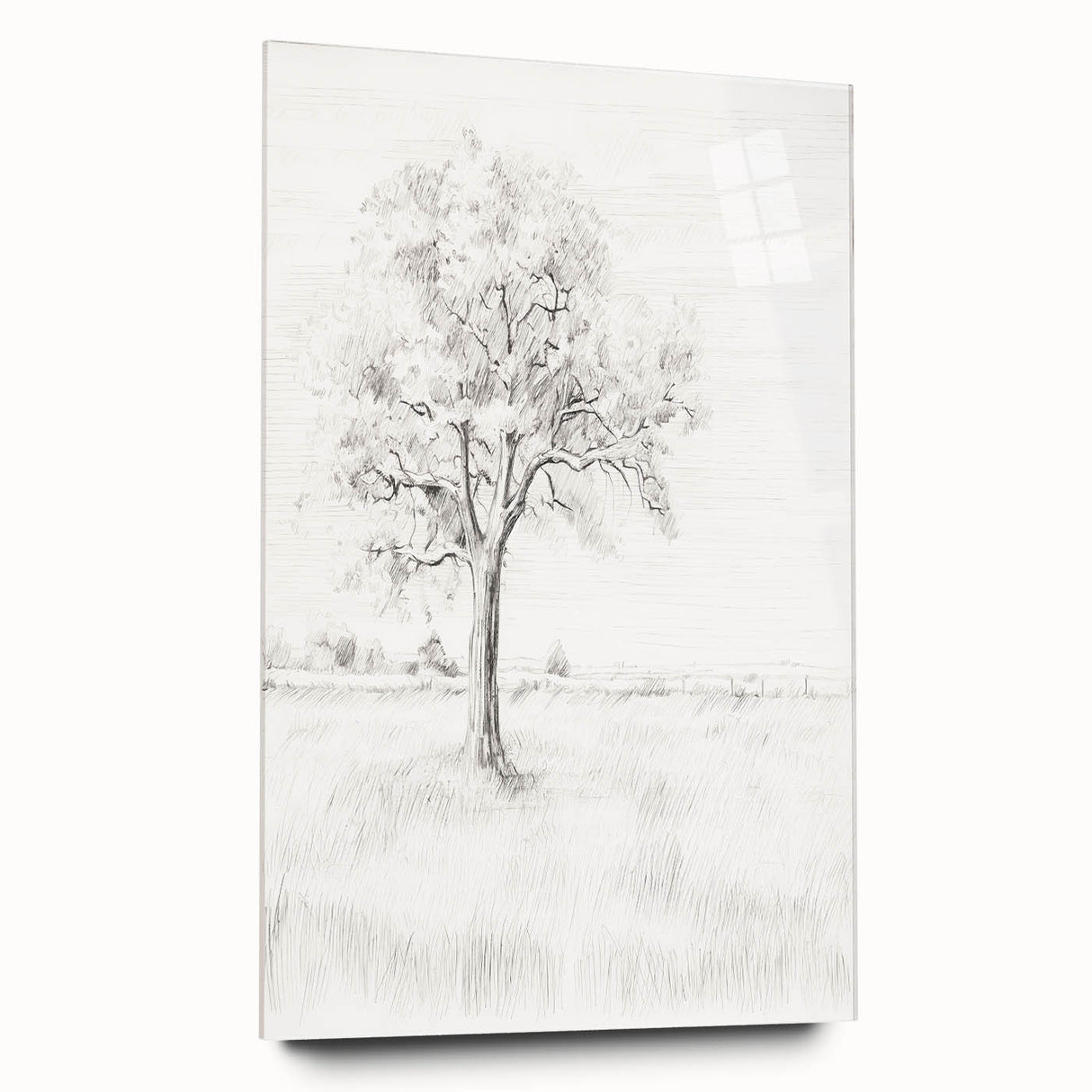 Vintage Botanical Art Print - Tree Sketch in Field – Framed