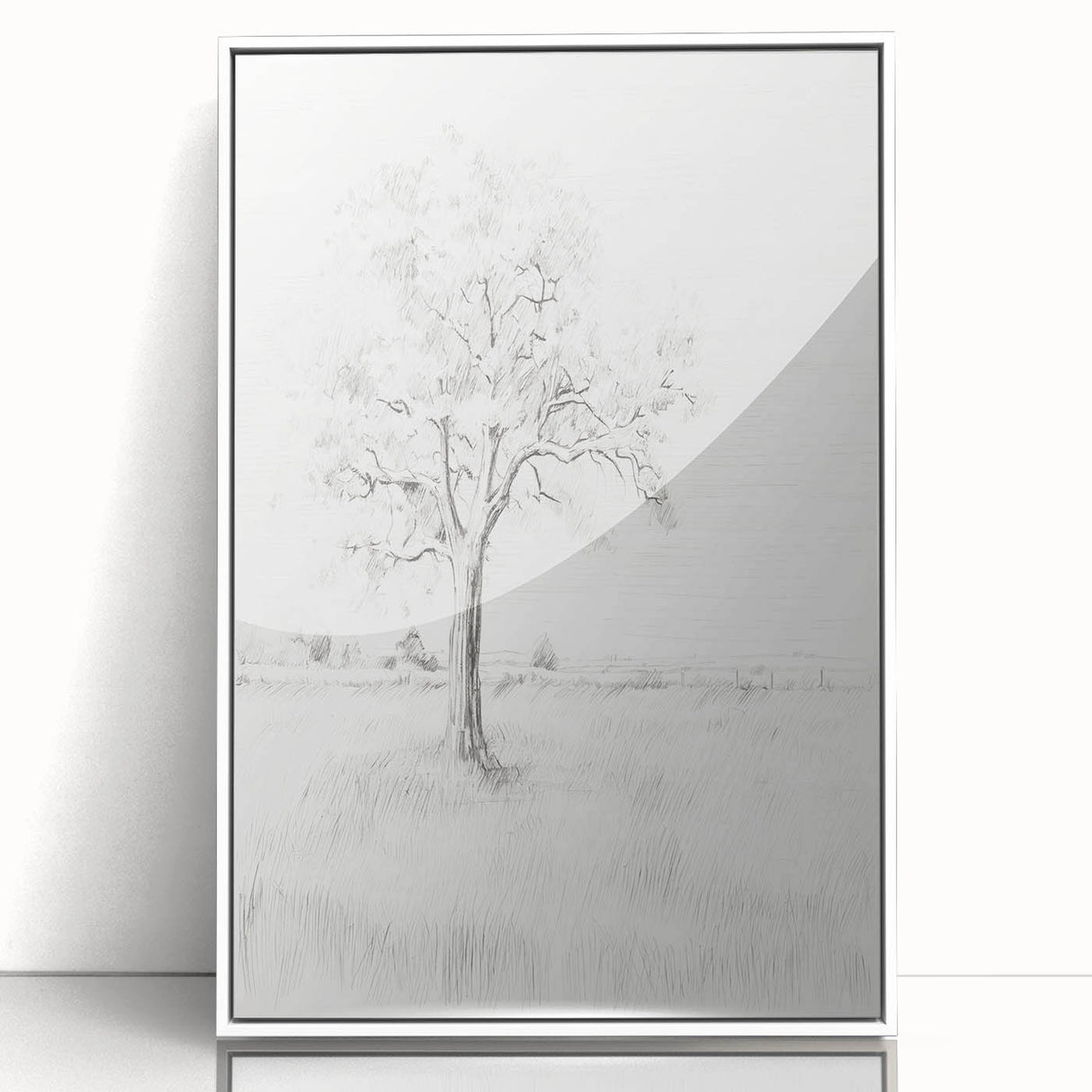 Vintage Botanical Art Print - Tree Sketch in Field – Framed