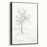 Vintage Botanical Art Print - Tree Sketch in Field – Framed