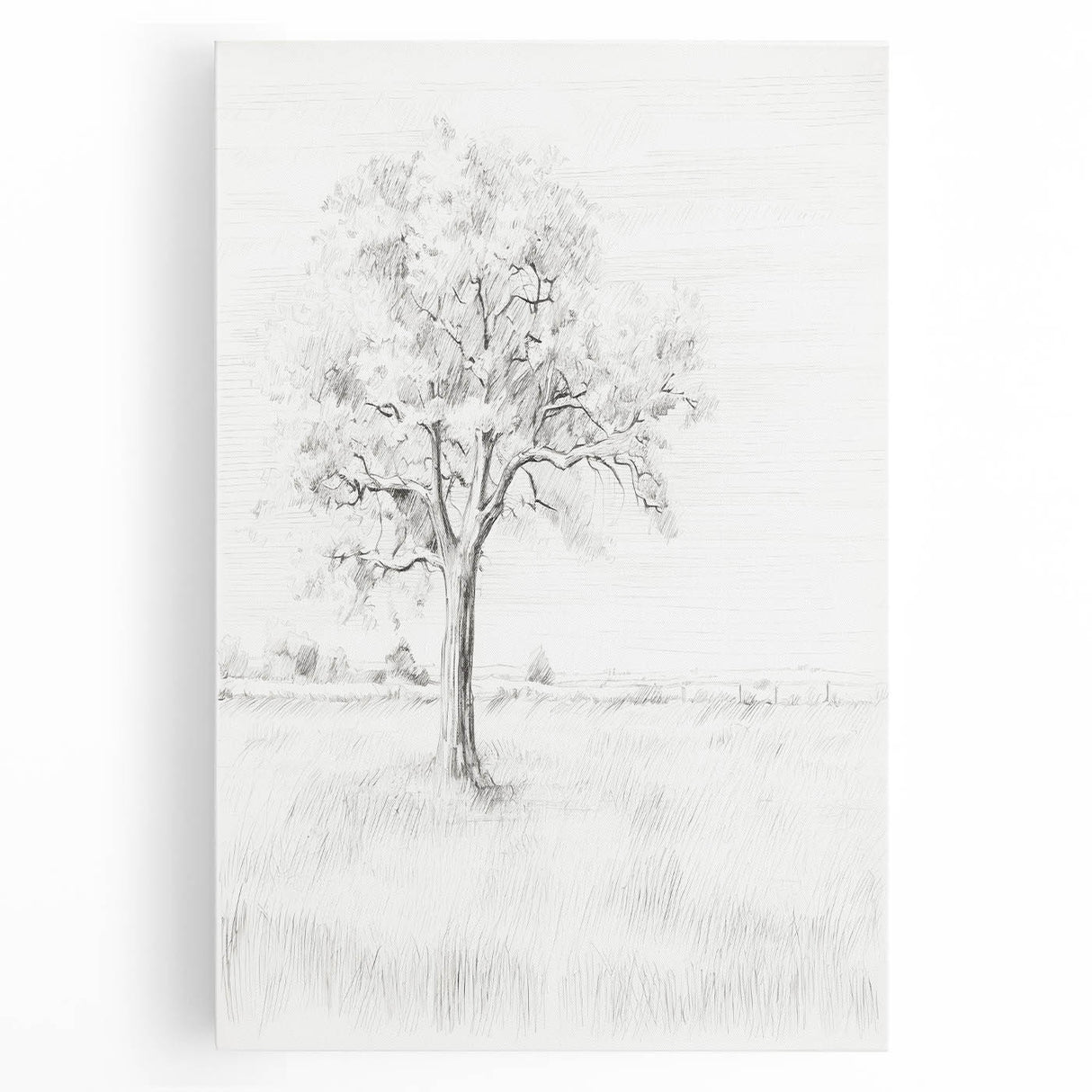 Vintage Botanical Art Print - Tree Sketch in Field – Framed