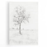 Vintage Botanical Art Print - Tree Sketch in Field – Framed
