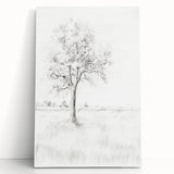 Vintage Botanical Art Print - Tree Sketch in Field – Framed