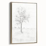 Vintage Botanical Art Print - Tree Sketch in Field – Framed