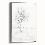 Vintage Botanical Art Print - Tree Sketch in Field – Framed