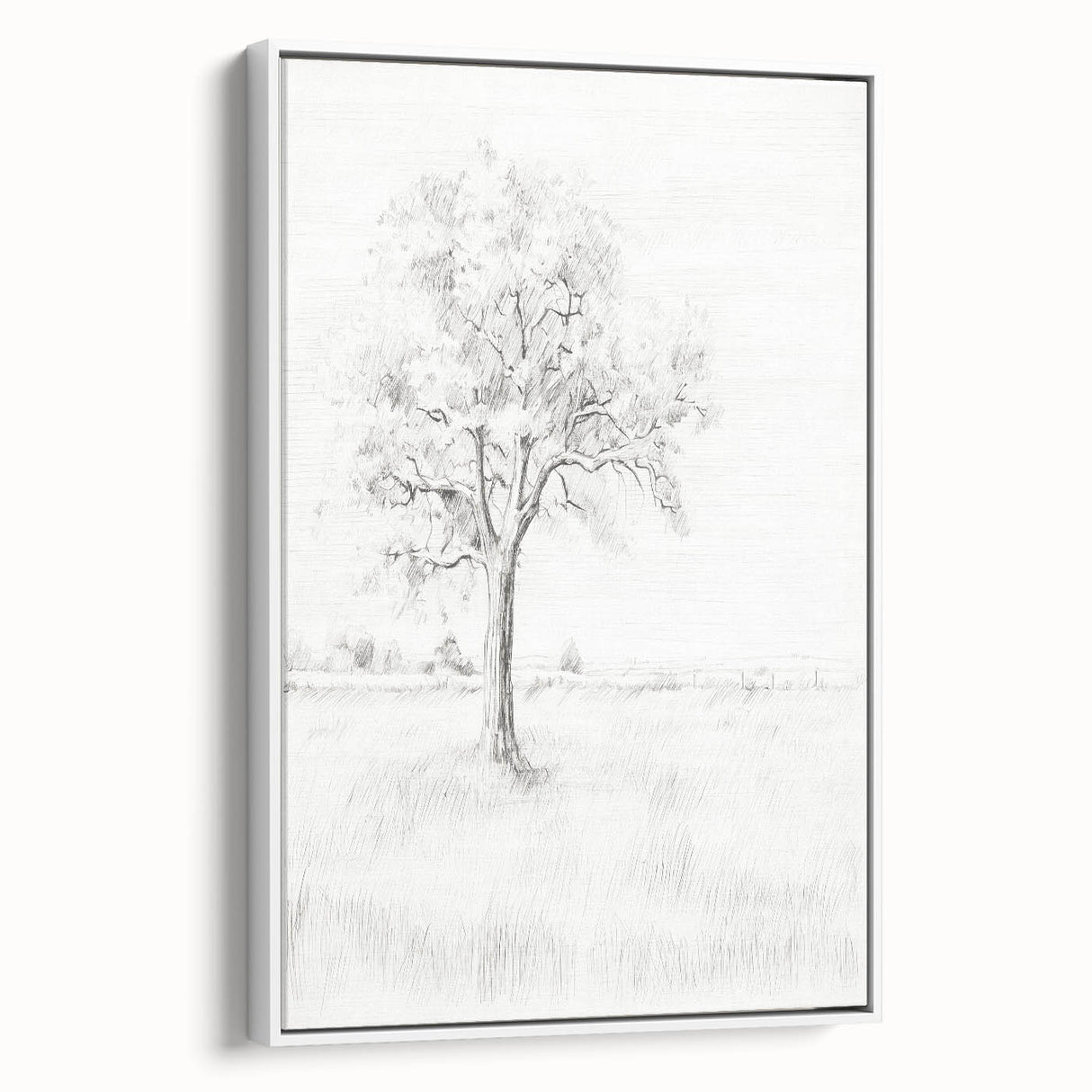 Vintage Botanical Art Print - Tree Sketch in Field – Framed