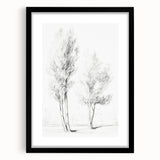 Vintage Botanical Art Prints – Pencil Drawing of Trees – Elegant Wall Art
