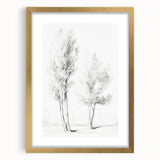 Vintage Botanical Art Prints – Pencil Drawing of Trees – Elegant Wall Art