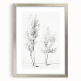 Vintage Botanical Art Prints – Pencil Drawing of Trees – Elegant Wall Art