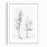 Vintage Botanical Art Prints – Pencil Drawing of Trees – Elegant Wall Art