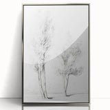 Vintage Botanical Art Prints – Pencil Drawing of Trees – Elegant Wall Art