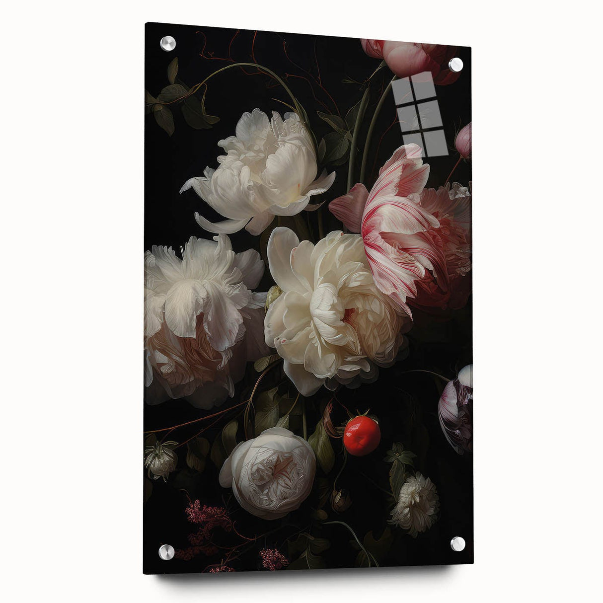 Vintage Botanical Art Print: Antique Floral Illustration with Peonies