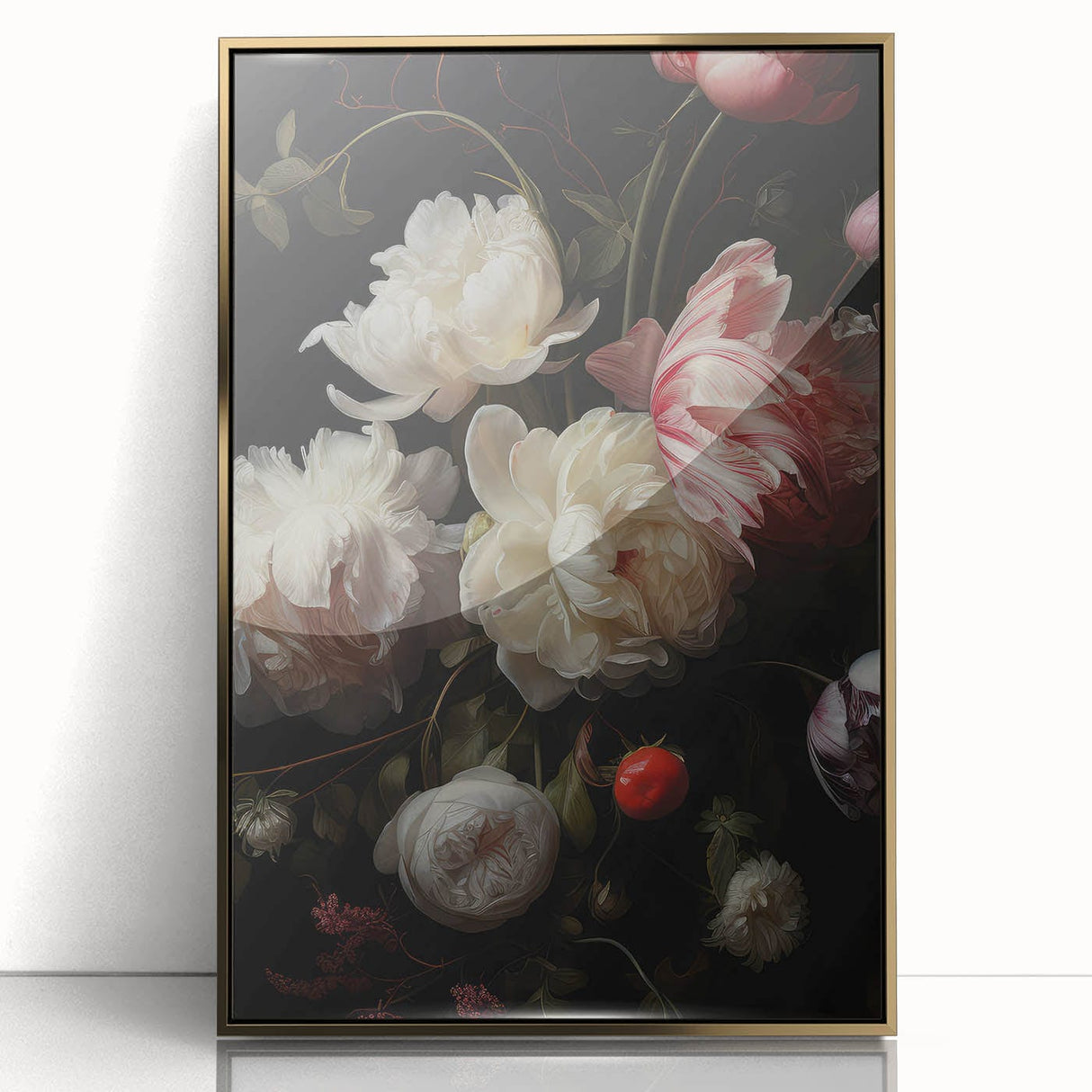 Vintage Botanical Art Print: Antique Floral Illustration with Peonies