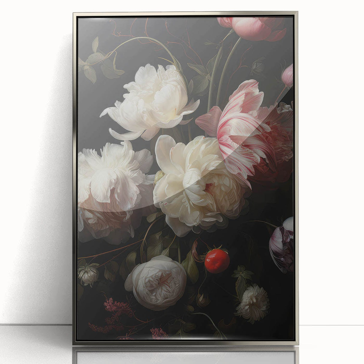 Vintage Botanical Art Print: Antique Floral Illustration with Peonies