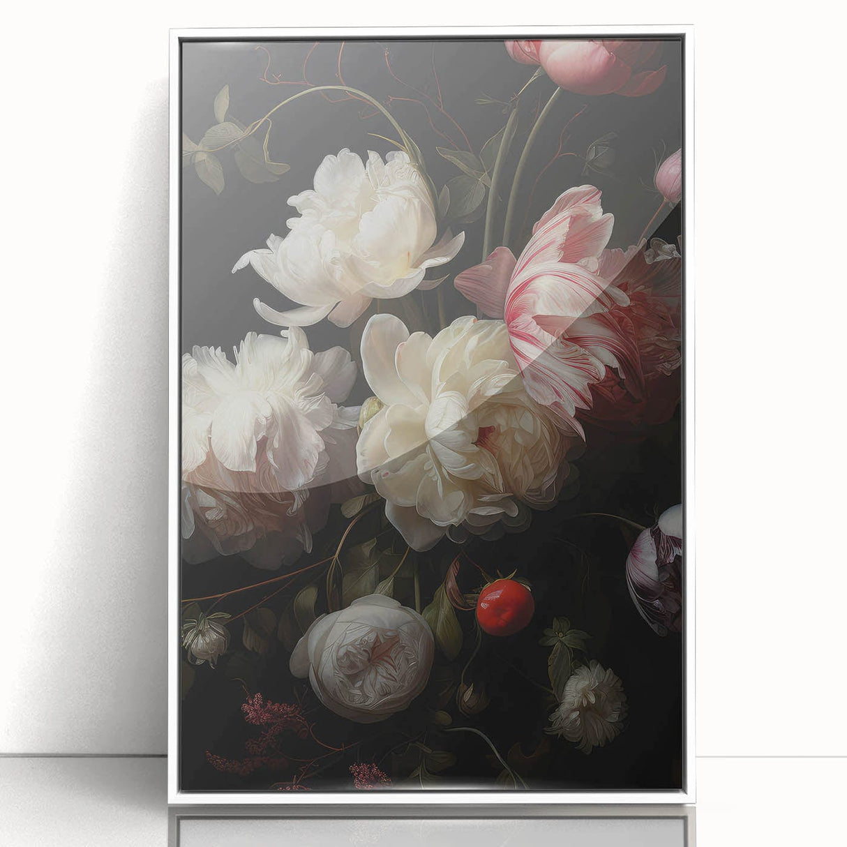 Vintage Botanical Art Print: Antique Floral Illustration with Peonies