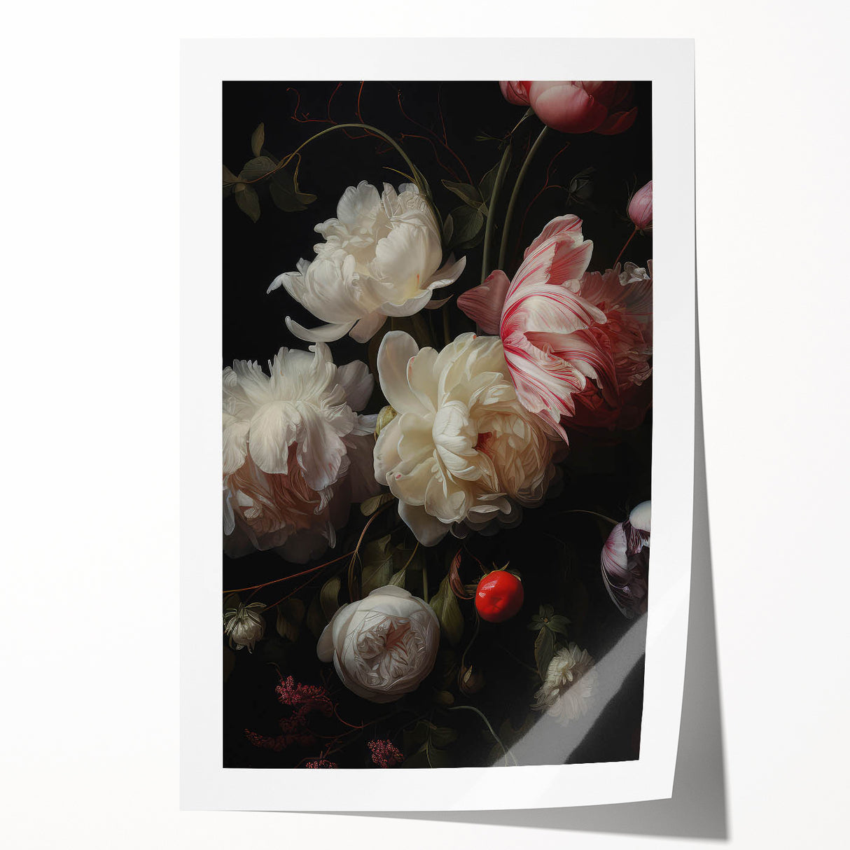 Vintage Botanical Art Print: Antique Floral Illustration with Peonies