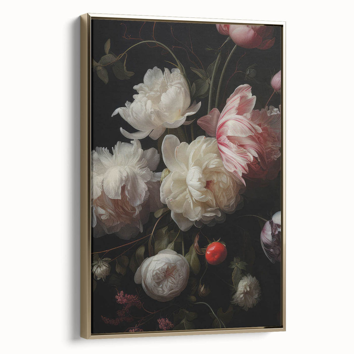 Vintage Botanical Art Print: Antique Floral Illustration with Peonies