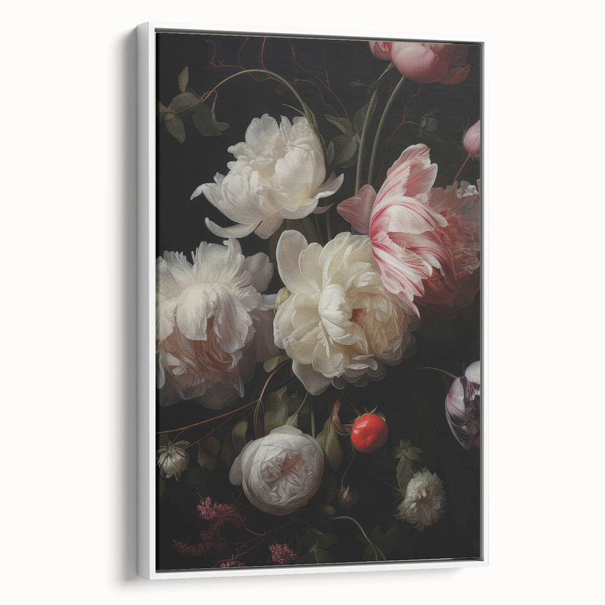 Vintage Botanical Art Print: Antique Floral Illustration with Peonies