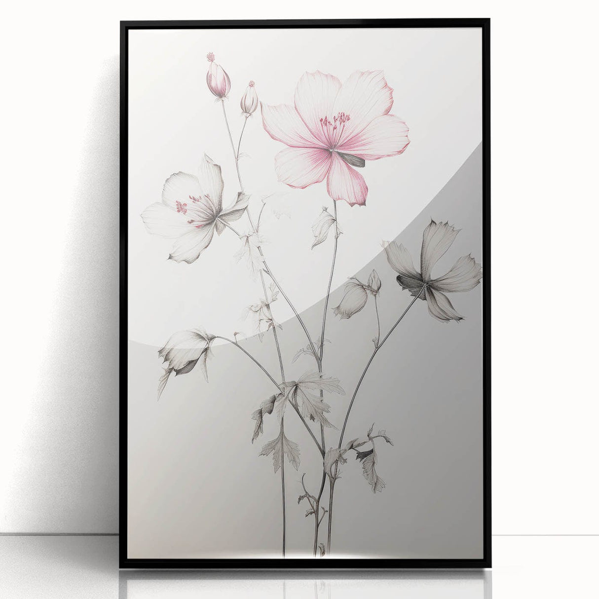 Vintage Botanical Art Print: Elegant Floral Sketch with Soft Details