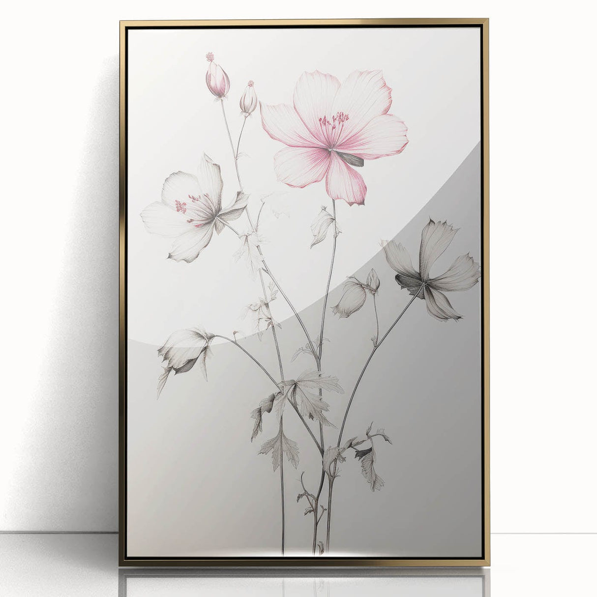 Vintage Botanical Art Print: Elegant Floral Sketch with Soft Details