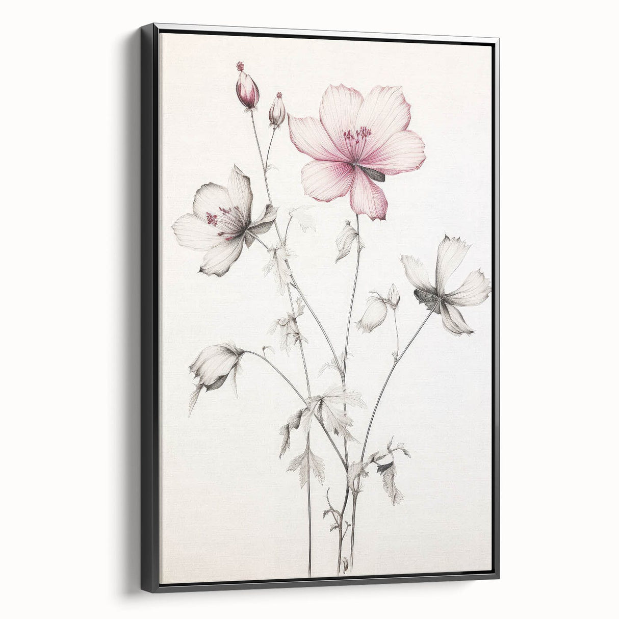 Vintage Botanical Art Print: Elegant Floral Sketch with Soft Details