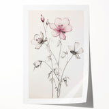 Vintage Botanical Art Print: Elegant Floral Sketch with Soft Details