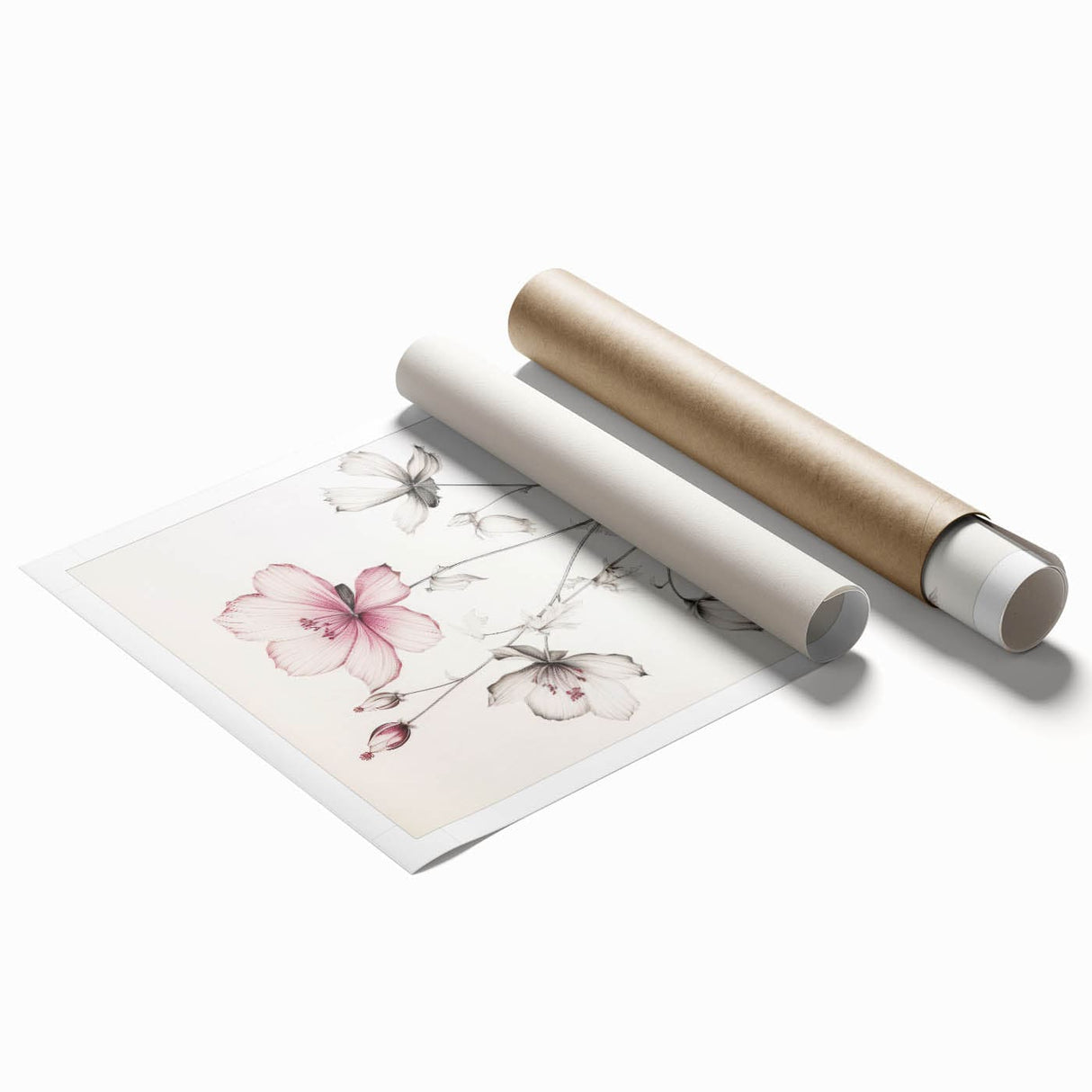 Vintage Botanical Art Print: Elegant Floral Sketch with Soft Details
