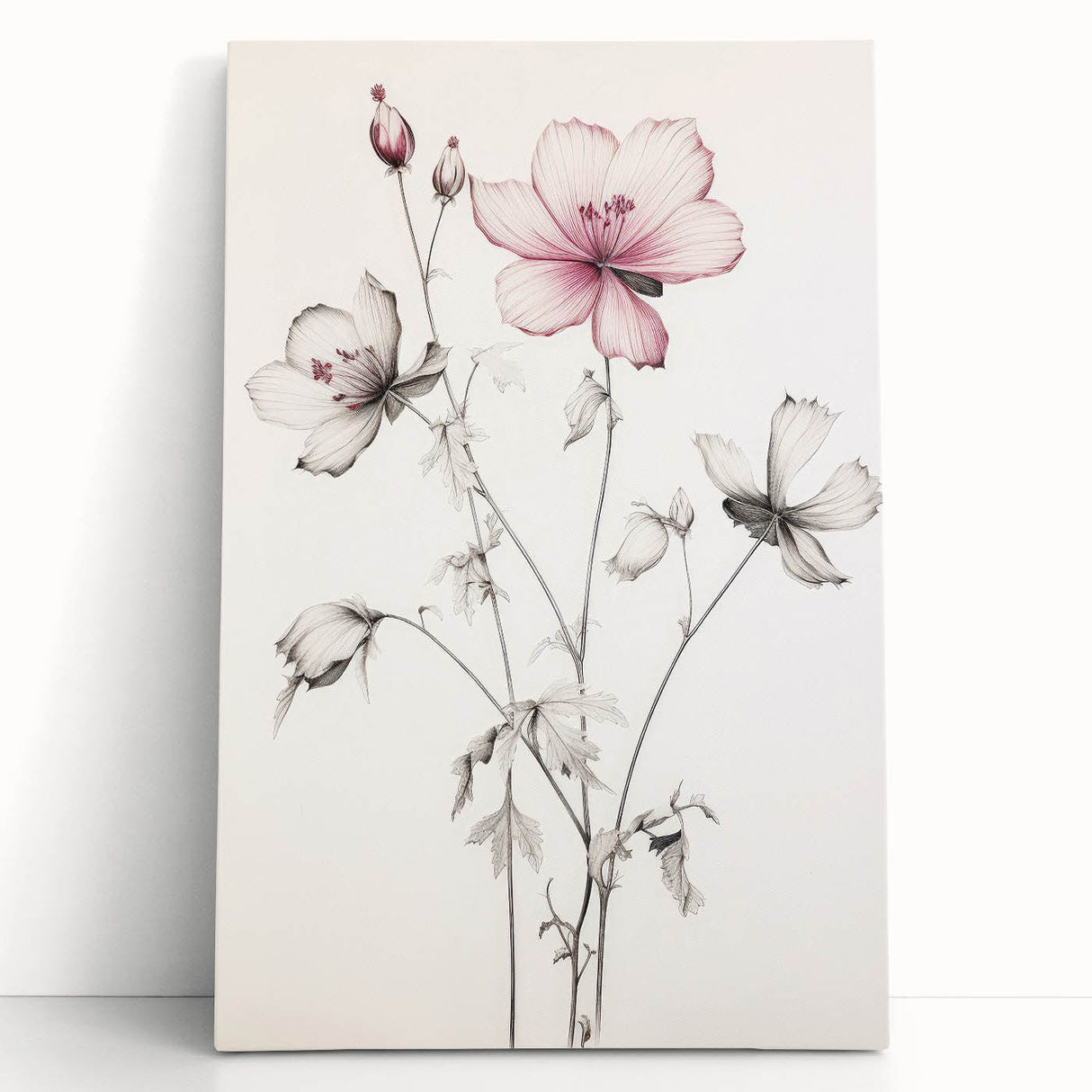Vintage Botanical Art Print: Elegant Floral Sketch with Soft Details
