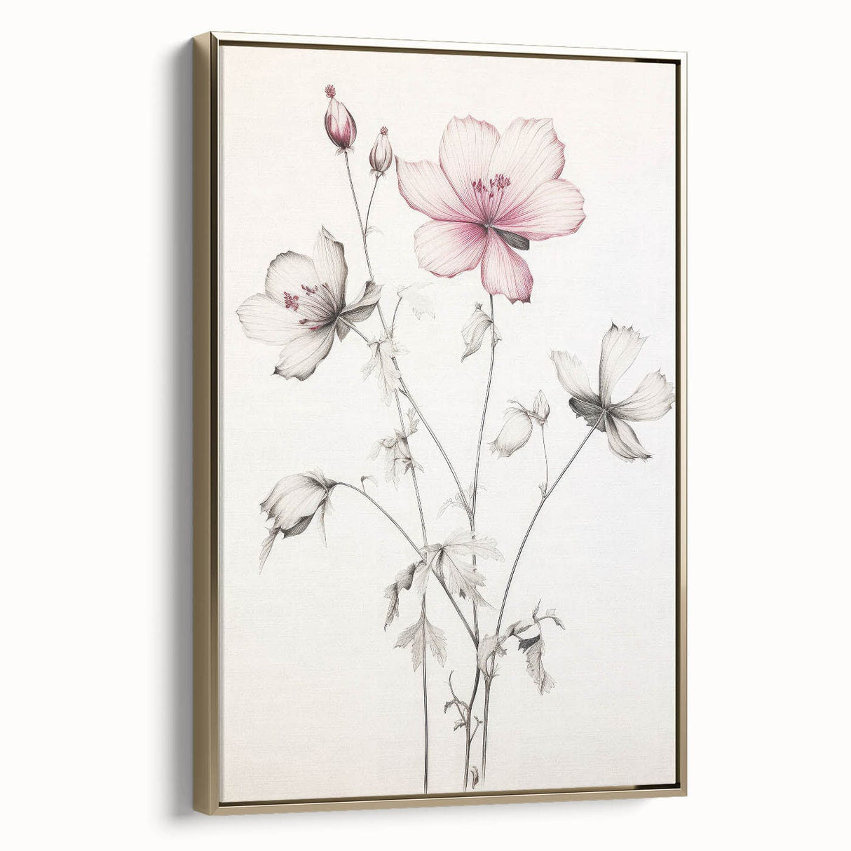 Vintage Botanical Art Print: Elegant Floral Sketch with Soft Details