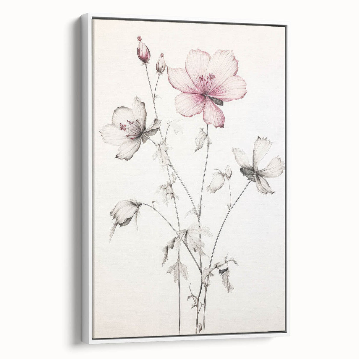 Vintage Botanical Art Print: Elegant Floral Sketch with Soft Details